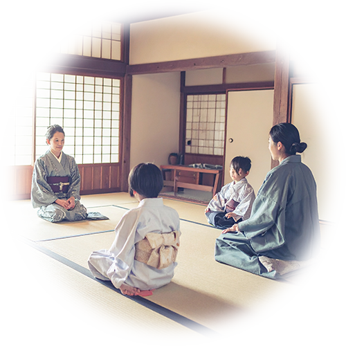 寺子屋で学ぶ様子